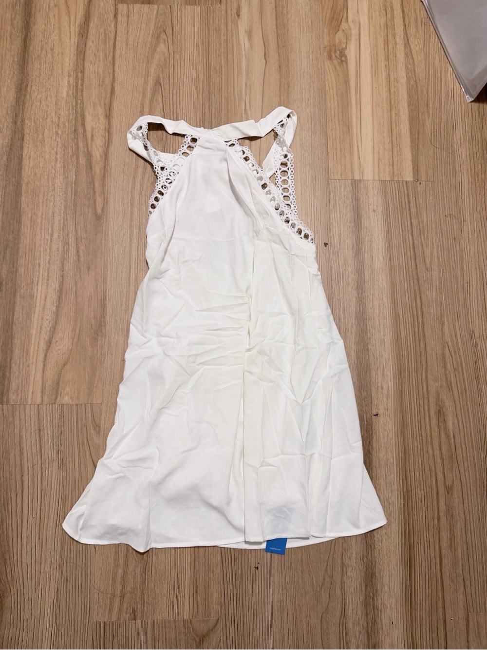 Cupshe White Halter Mini Dress with Crochet Trim - Picture 3 of 5